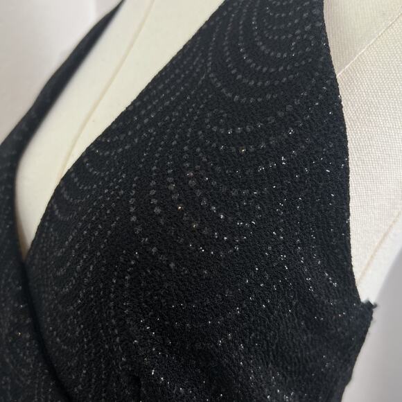 VTG City Triangles Dress Womens Large Glitter Babydoll Halter Hi Low Y2K Fairy - Picture 4 of 12